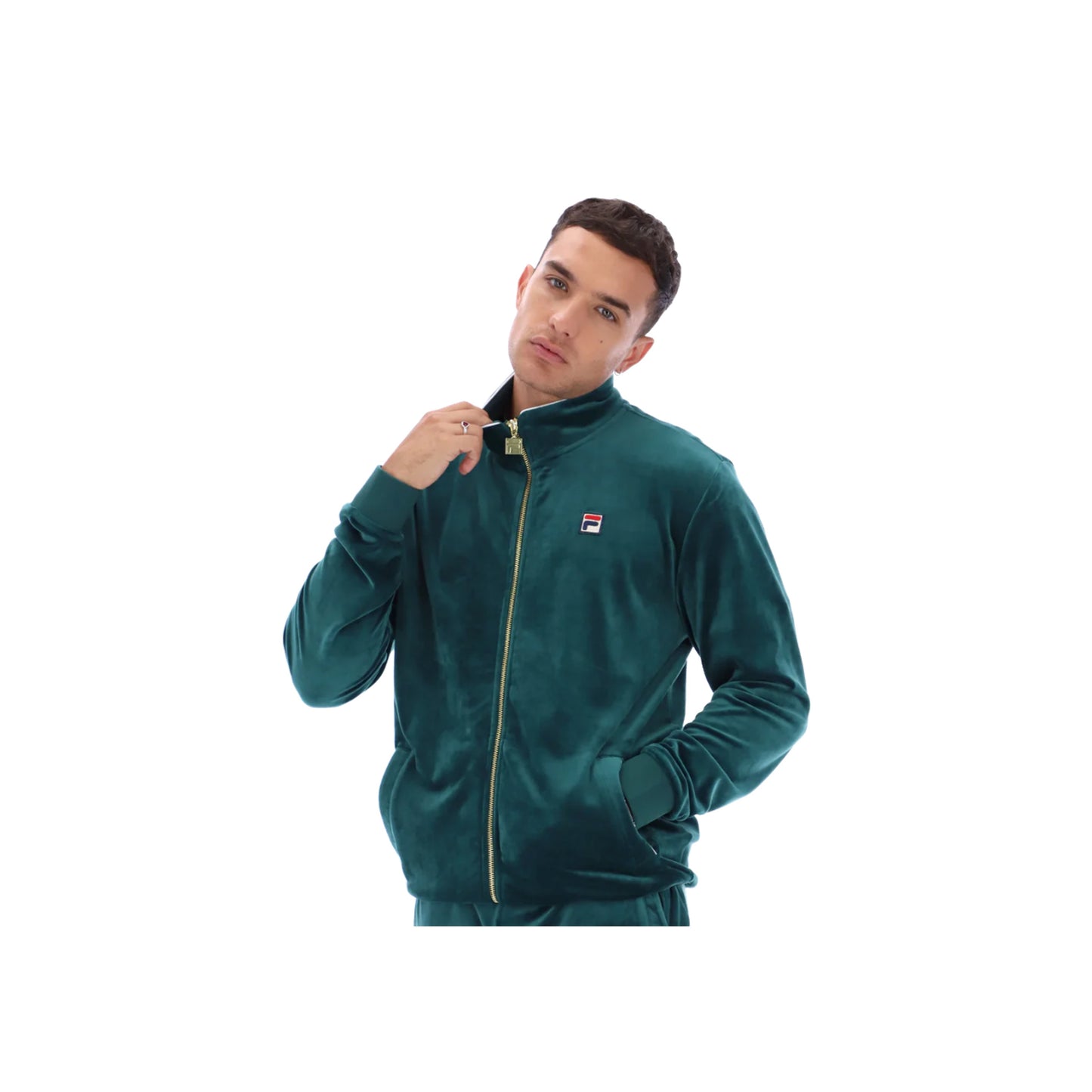 FILA Irving 2 Velour Track Jacket Deep Lagoon/Gardenia