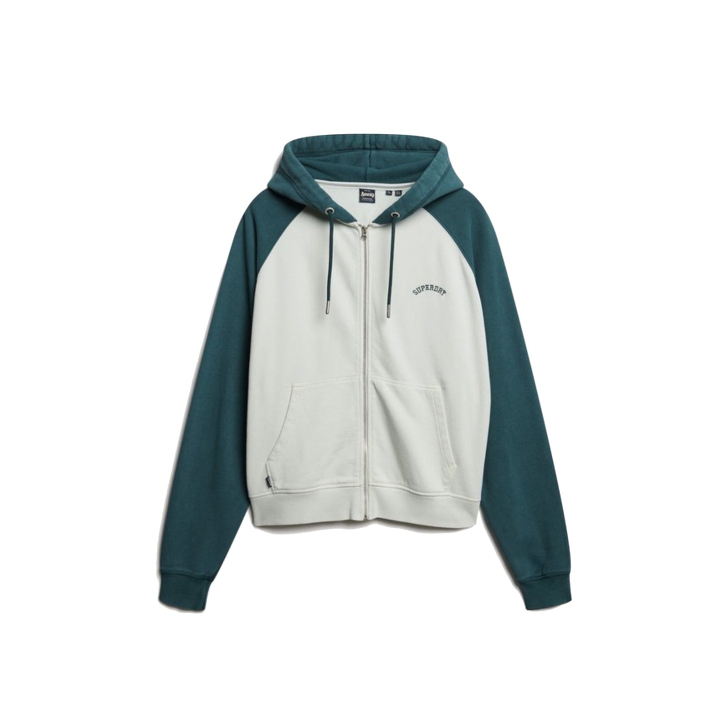 Superdry Essential Logo OSZ Raglan Ziphood Desert Bone Off White/Pine Green