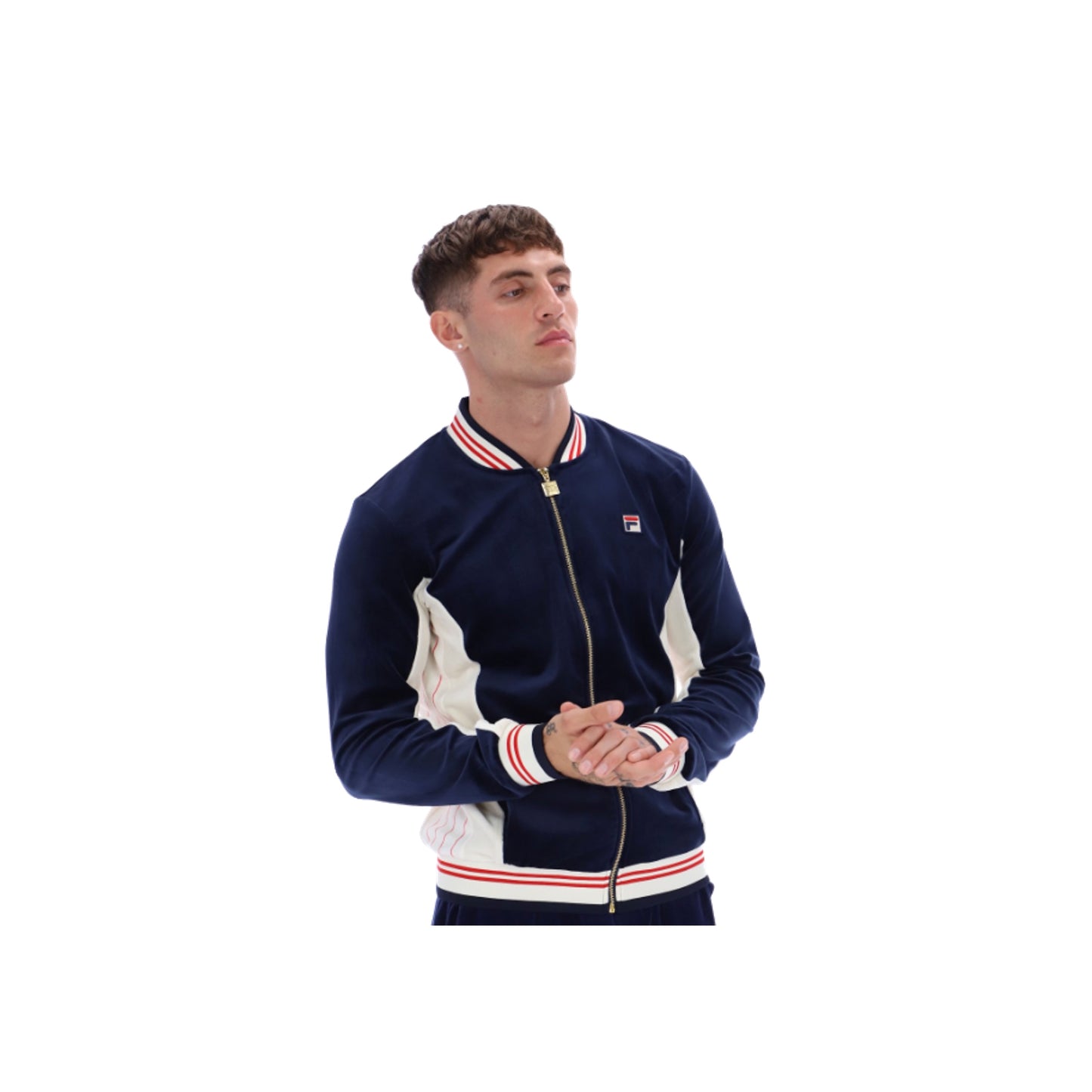 FILA Miguel Velour Track Jacket FILA Navy/Gardenia/FILA Red