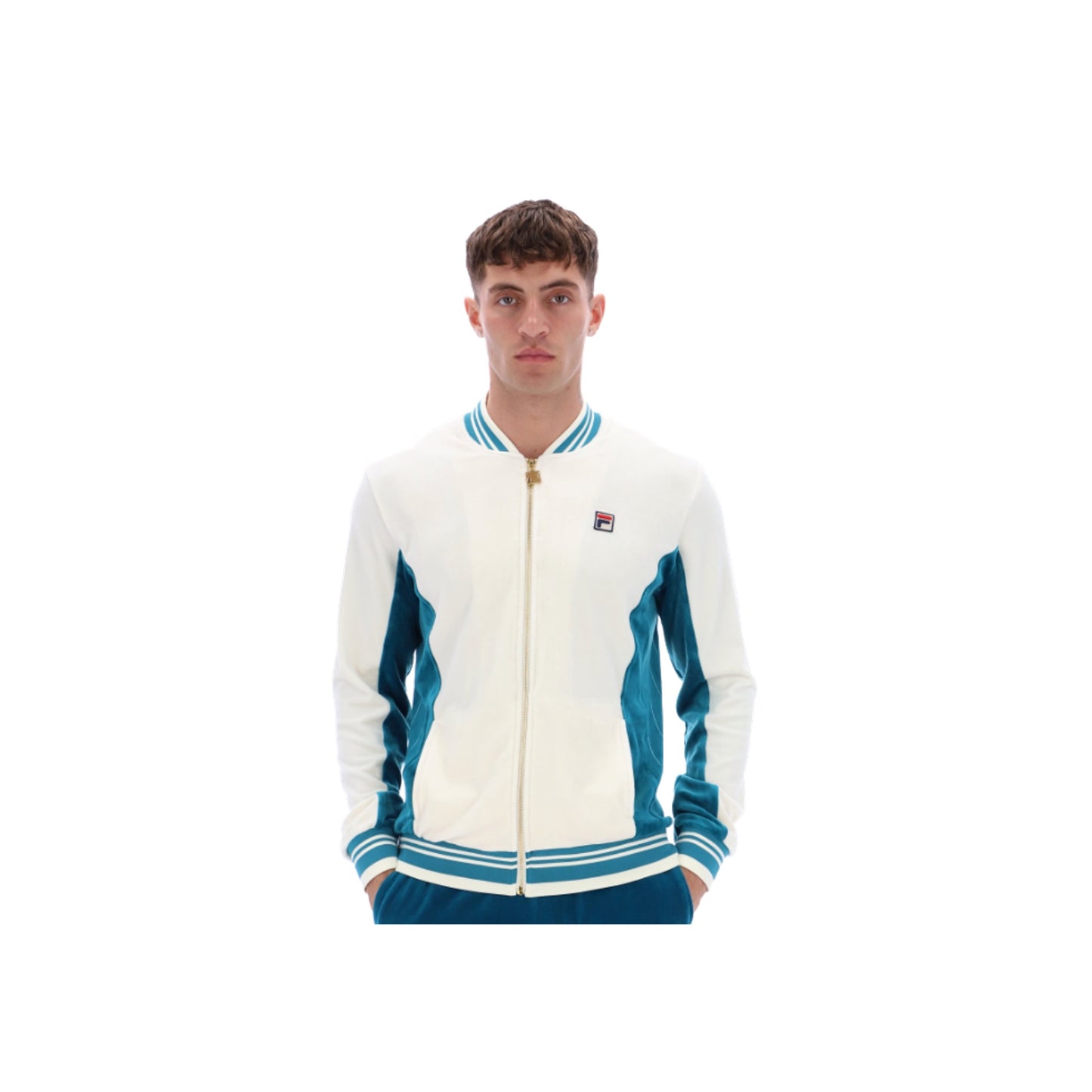 FILA Miguel Velour Track Jacket Gardenia/Deep Lagoon