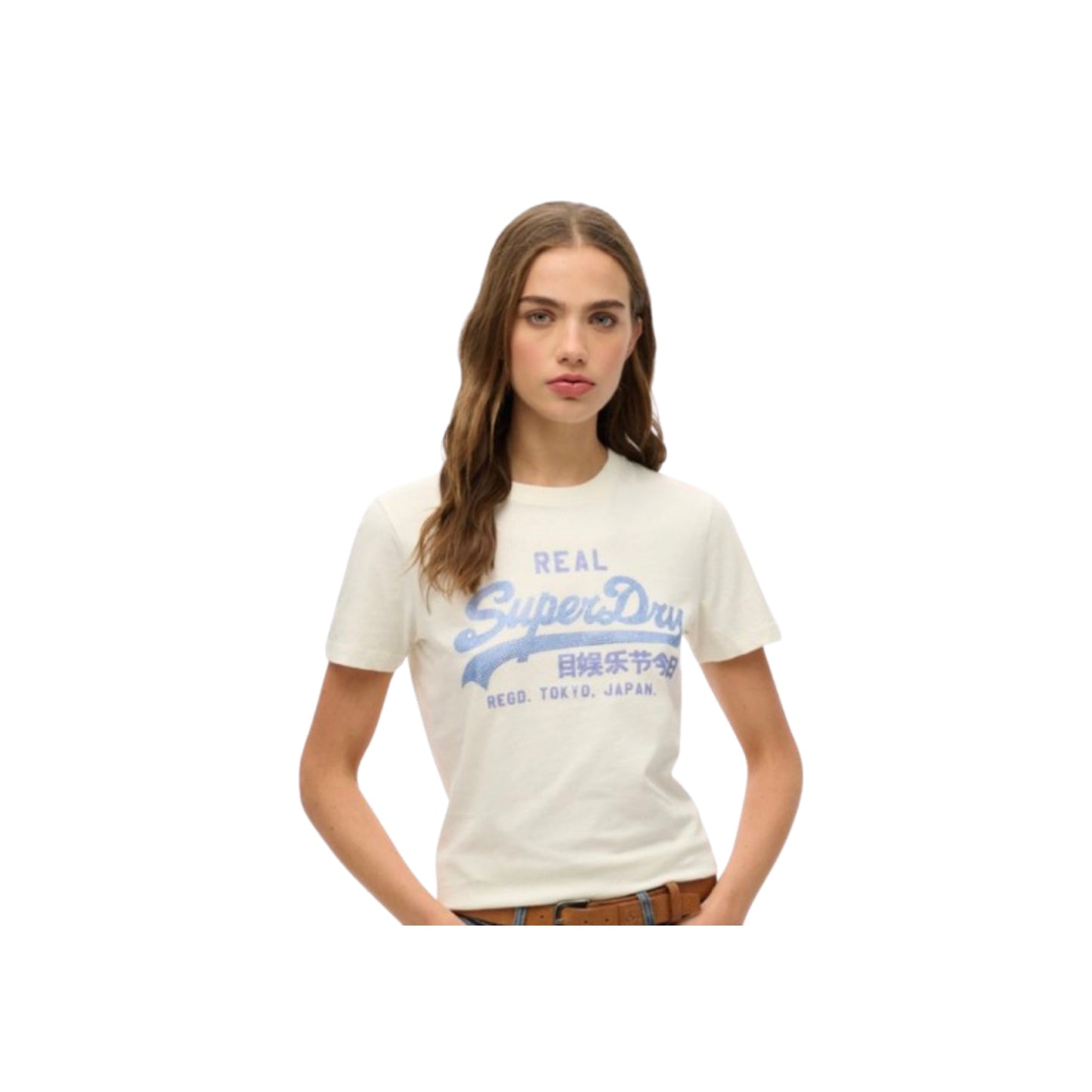 Superdry VL Rhinestone Slim T-Shirt Dusty White