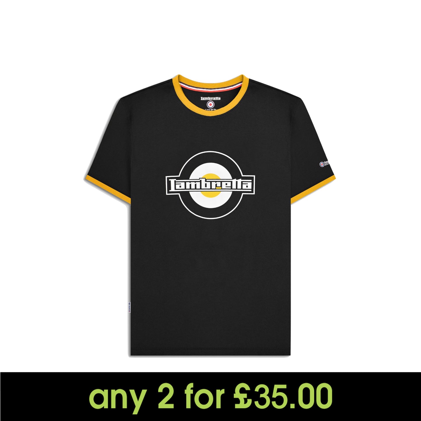 Lambretta Logo Ringer T-Shirt Black/Gold