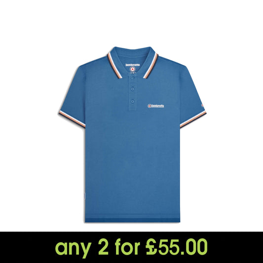 Lambretta Triple Tipped Polo Shirt Dark Blue White/Cork/Navy