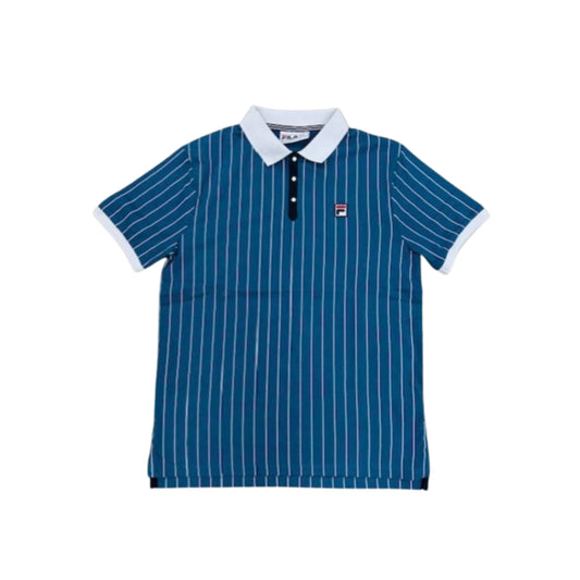 FILA BB1 Classic Vintage Striped Polo Shirt Deep Lagoon/Gardenia/Black