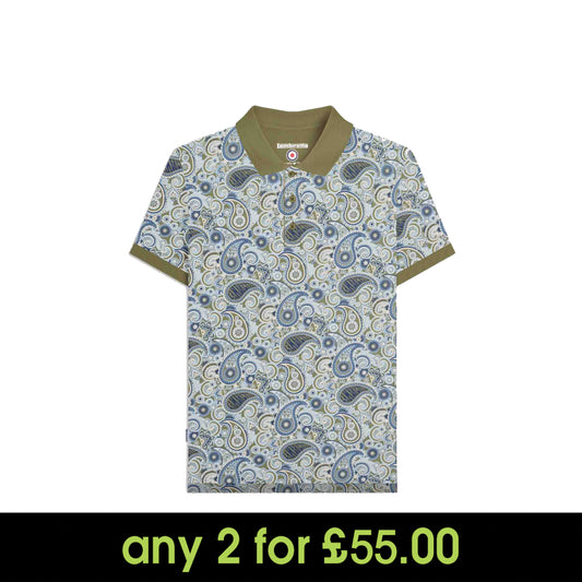Lambretta Paisley Brand Polo Khaki/Navy