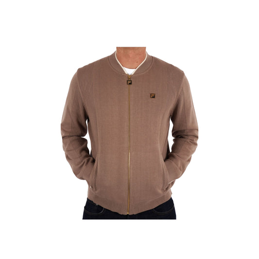 Fila Ferguson Open Knit Pointelle Panel Track Top Mocha Meringue