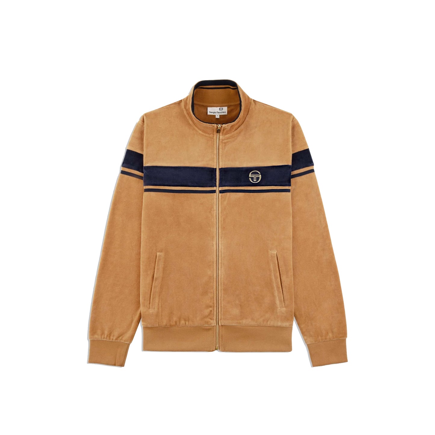 Sergio Tacchini Velour Damarindo Track Top Almond/Maritime Blue