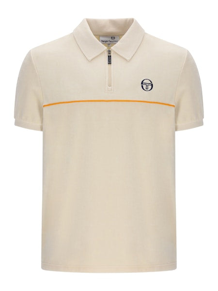 Sergio Tacchini Cardona Velour Zip Polo Shirt Sandshell/Orange Pepper