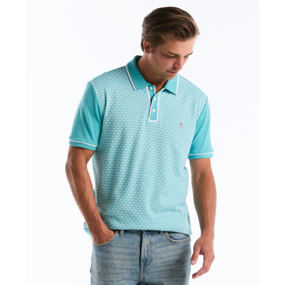 Original Penguin Diamond Jacquard Front Interlock Polo Shirt Aquarelle