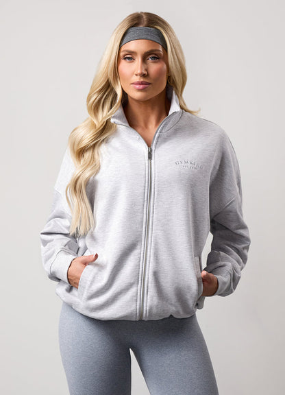 Gym King Ladies Composed Full Zip Funnel Snow Marl