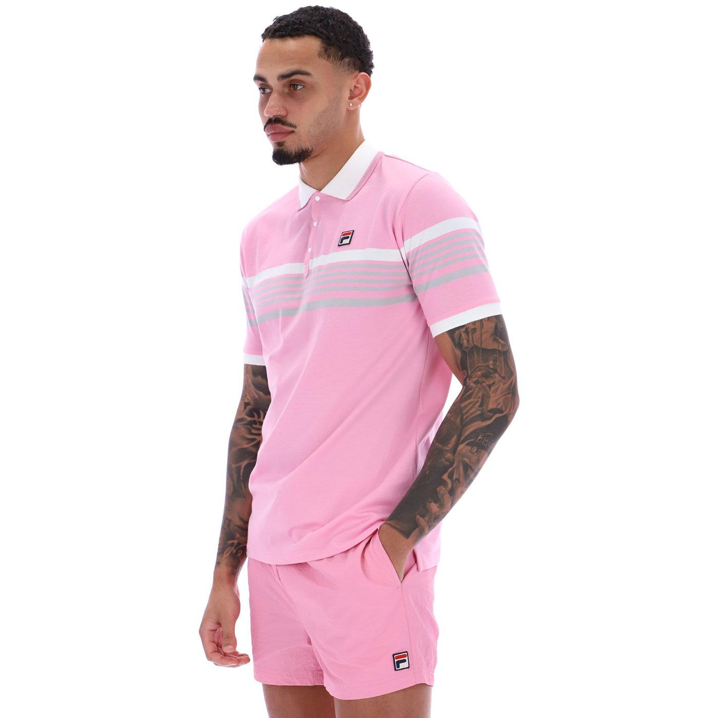 FILA Francis Yarn Dye Stripe Polo Prism Pink/White/High Rise