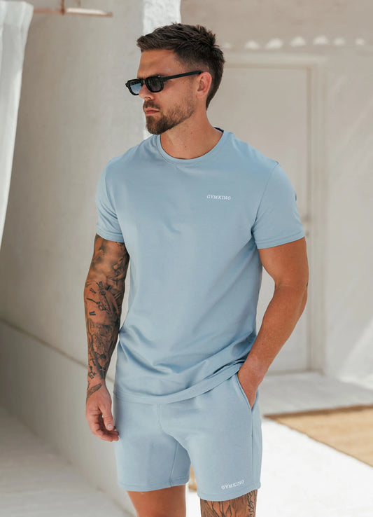 Gym King Fundamental Linear T-Shirt Powder Blue