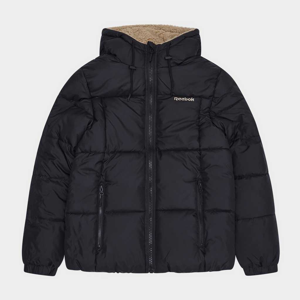 Reebok Ladies Reversible Puffer Sherpa Jacket Black