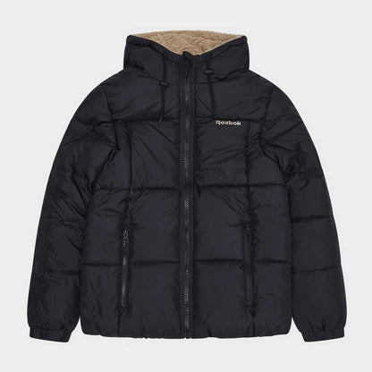 Reebok Ladies Reversible Puffer Sherpa Jacket Black