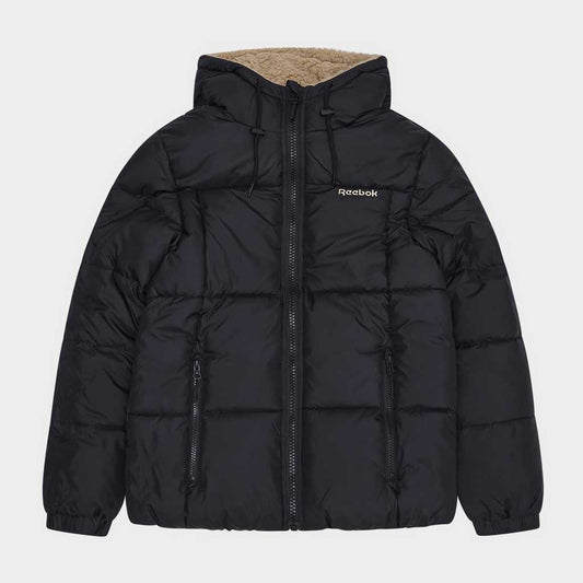 Reebok Ladies Reversible Puffer Sherpa Jacket Black