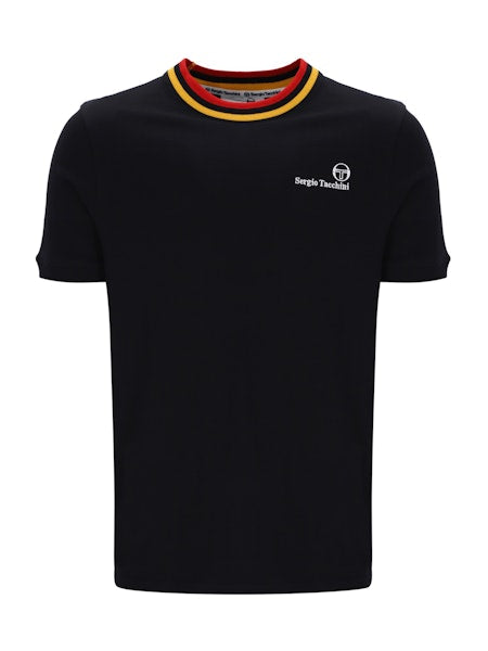 Sergio Tacchini Rainer FC T-Shirt Black/Old Gold/Adrenaline Rush