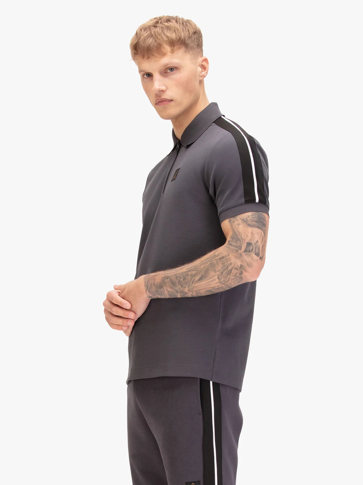 Luke 1977 Caltech 1000 Zip Polo Shirt Charcoal