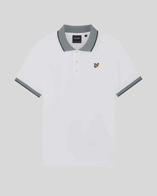 Lyle & Scott Birdseye Collar Polo Shirt White/Clover Green