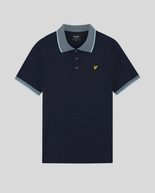 Lyle & Scott Birdseye Collar Polo Shirt Dark Navy/Light Blue