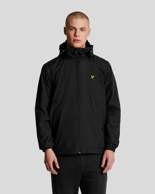 Lyle & Scott Tartan Hooded Zip Through Jacket Jet Black