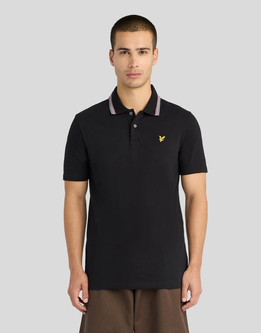 Lyle & Scott Tipped Track Polo Shirt Jet Black