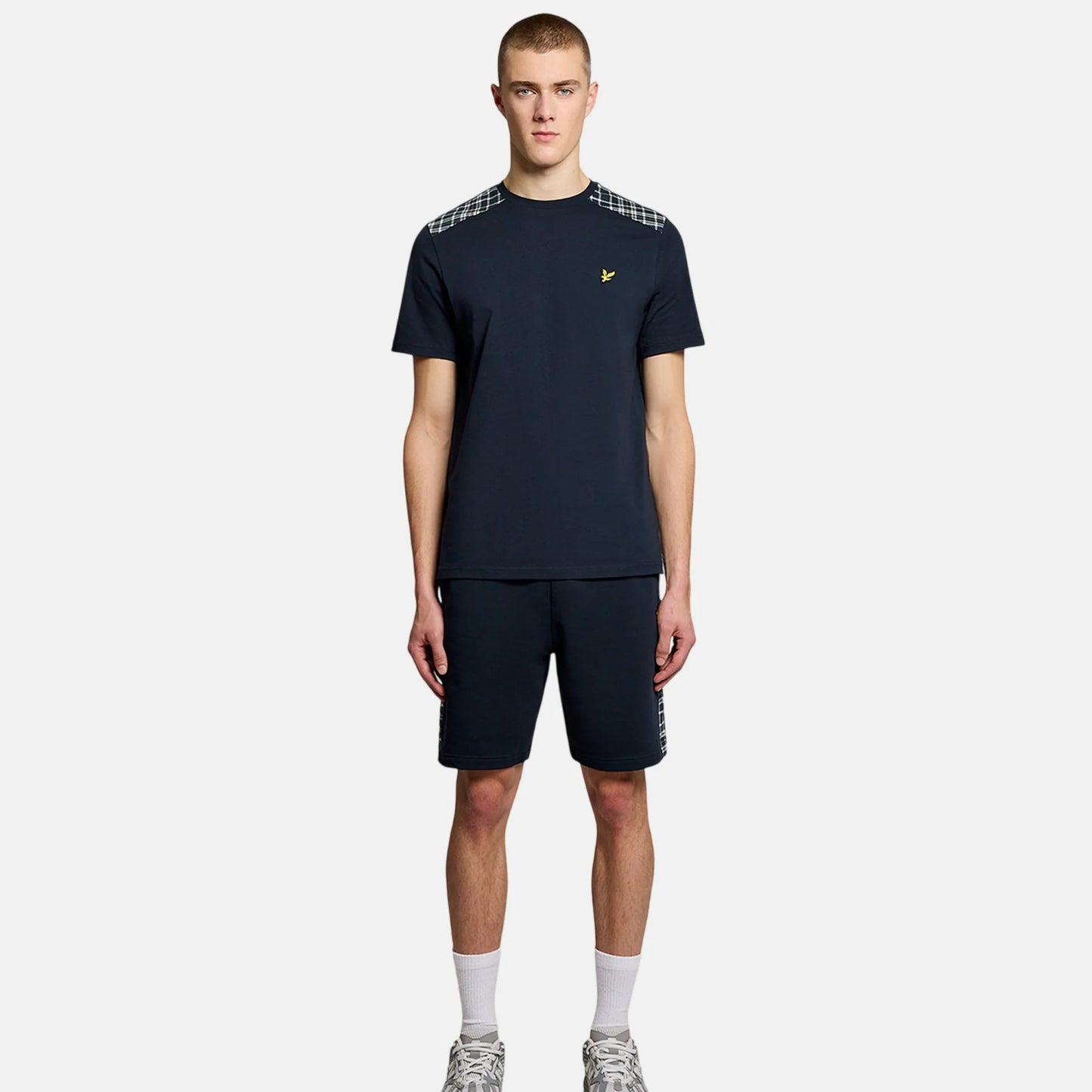 Lyle & Scott Check Panelled Sweatshort Dark Navy