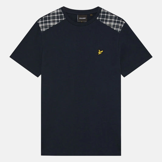 Lyle & Scott Check Panelled T-Shirt Dark Navy