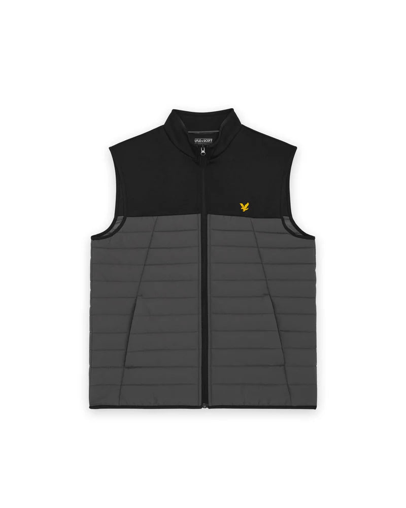 Lyle & Scott Sports Fleece Hybrid Gilet Jet Black/Granite
