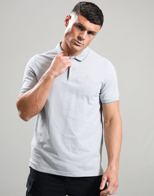 Marshall Artist Tipped Polo Shirt Oceanic Grey
