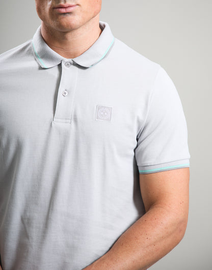 Marshall Artist Tipped Polo Shirt Oceanic Grey