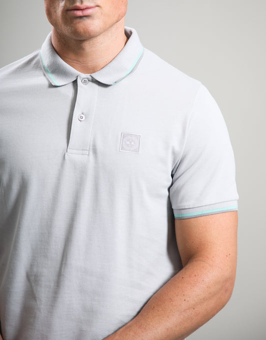 Marshall Artist Tipped Polo Shirt Oceanic Grey