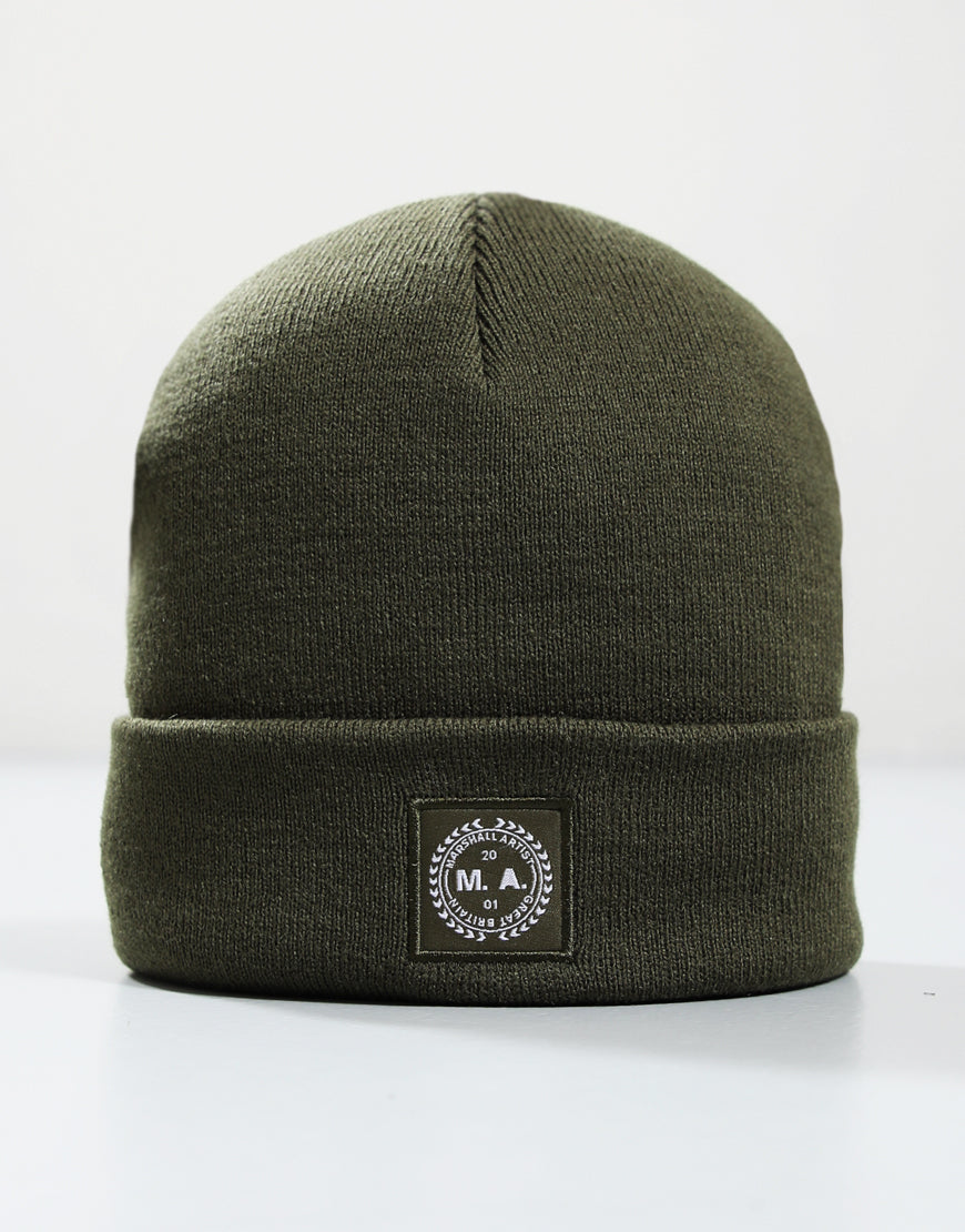 Marshall Artist Woven Badge Knit Beanie Khaki