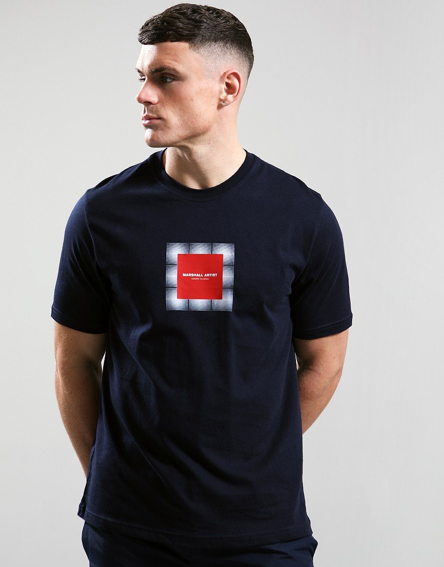Marshall Artist Shadow Check T-Shirt Navy