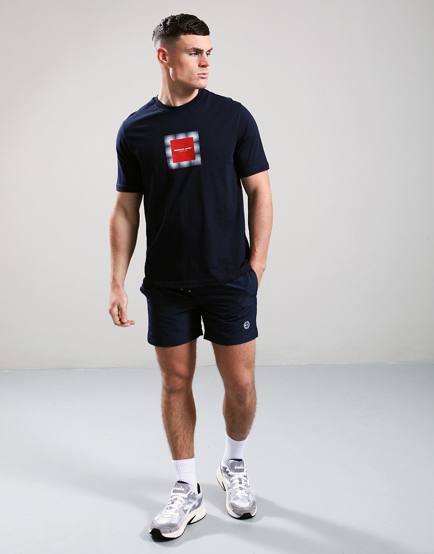 Marshall Artist Shadow Check T-Shirt Navy
