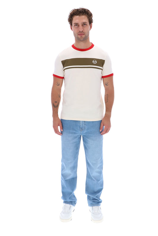 Sergio Tacchini Master T-Shirt Gardenia/Dark Olive/Adrenaline Rush
