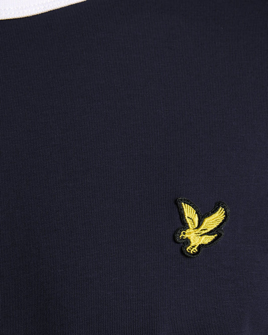 Lyle & Scott Ringer Cotton Crew Neck T-Shirt Dark Navy/White