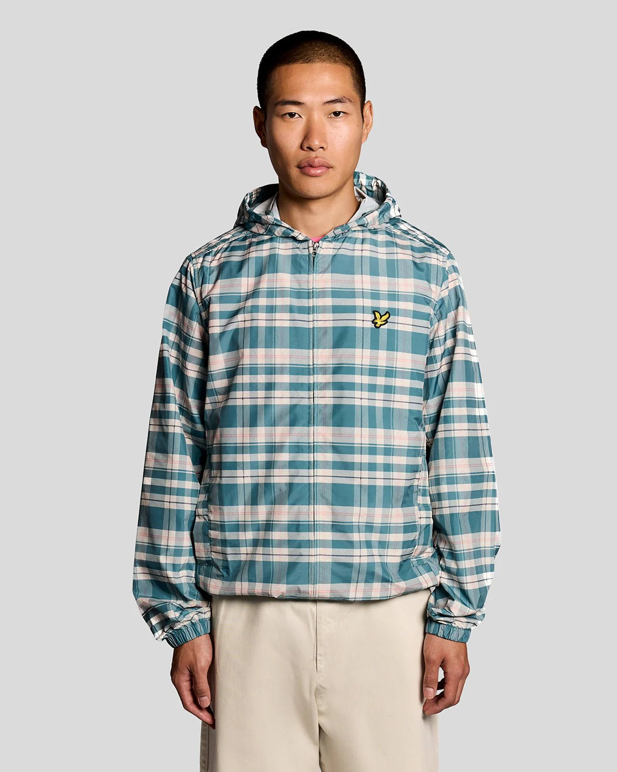 Lyle & Scott Tartan Lightweight Hooded Jacket Everglade
