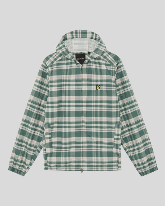 Lyle & Scott Tartan Lightweight Hooded Jacket Everglade