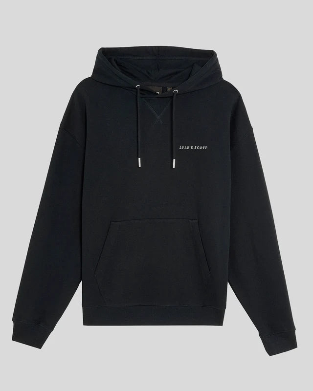 Lyle & Scott Script Brushback Pullover Hoodie Dark Navy