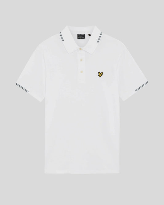 Lyle & Scott Fine Cotton Tipped Polo Shirt White/Everglade