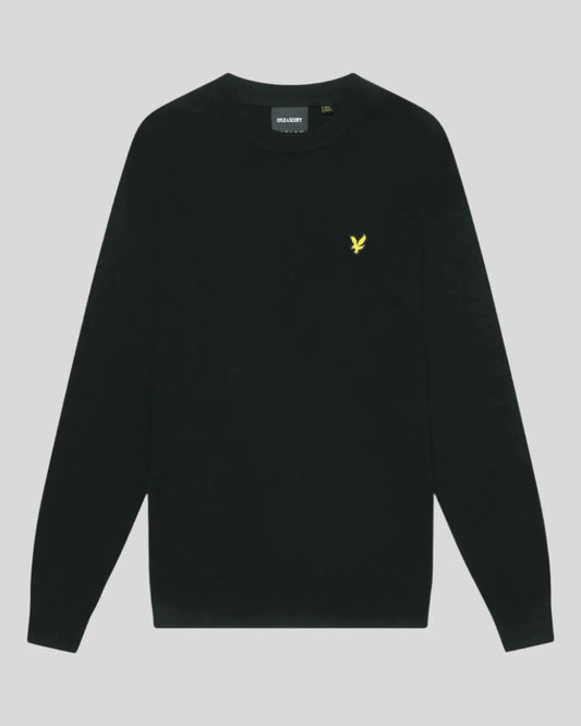 Lyle & Scott Cotton Merino Crew Neck Jumper Jet Black