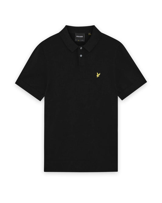 Lyle & Scott Cotton Knitted Polo Shirt Jet Black