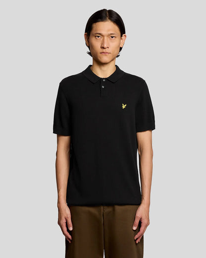 Lyle & Scott Cotton Knitted Polo Shirt Jet Black