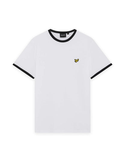 Lyle & Scott Ringer Cotton Crew Neck T-Shirt White/Jet Black
