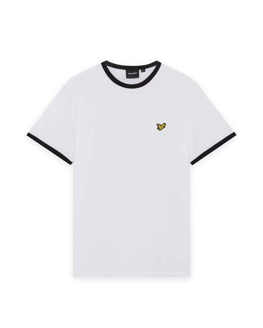 Lyle & Scott Ringer Cotton Crew Neck T-Shirt White/Jet Black