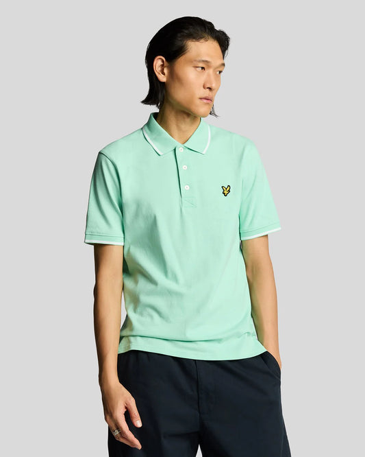 Lyle & Scott Tipped Polo Shirt Aquamarine/White