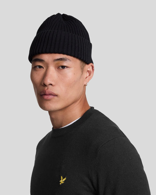 Lyle & Scott Cotton Merino Crew Neck Jumper Jet Black