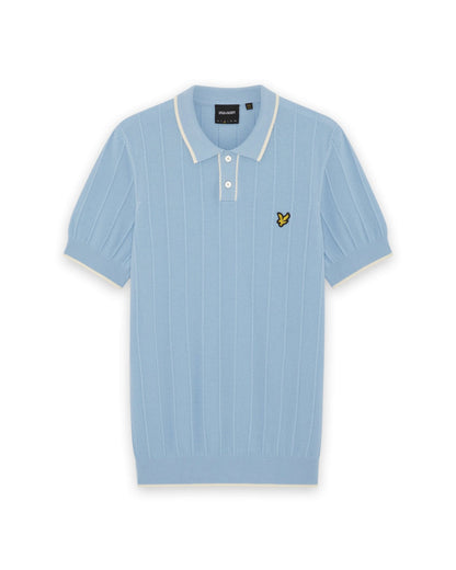 Lyle & Scott Tipped Pique Knitted Polo Shirt Chalk Blue