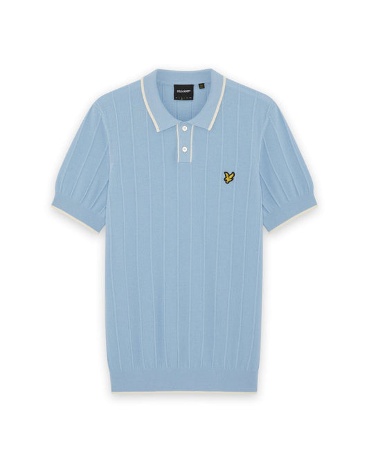 Lyle & Scott Tipped Pique Knitted Polo Shirt Chalk Blue