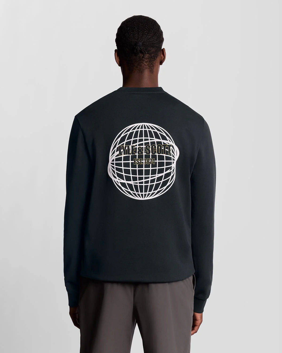 Lyle & Scott Geometric Globe Graphic Crew Neck Sweatshirt Dark Navy